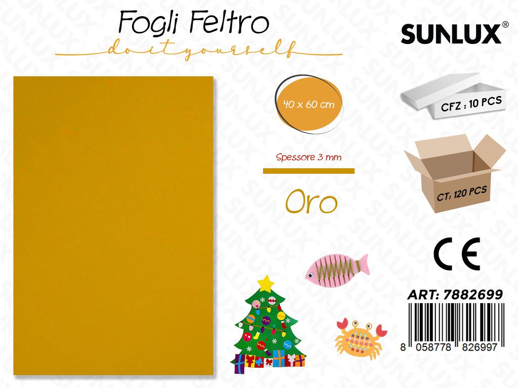 Fogli di Feltro Oro 40*60CM 3 Mm