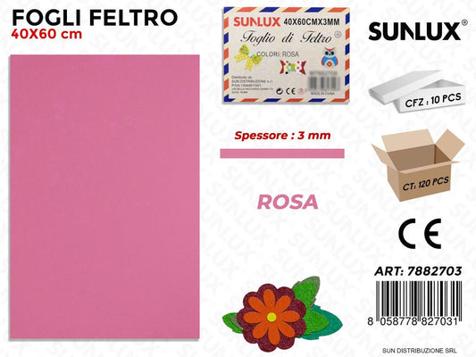 Fogli di Feltro Rosa 40*60CM 3 Mm