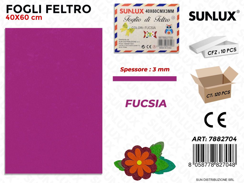 Fogli di Feltro Fucsia 40*60CM 3 Mm