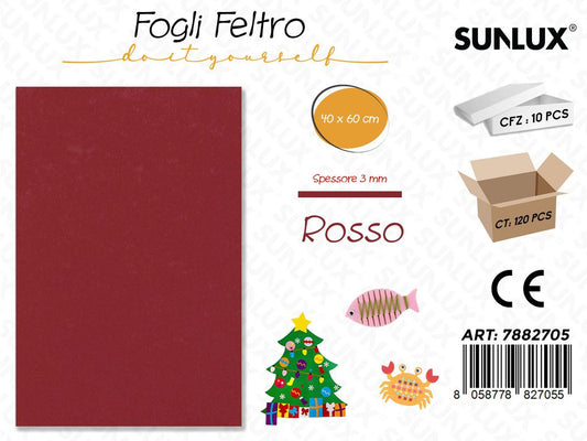 Fogli di Feltro Rosso 40*60CM 3 Mm