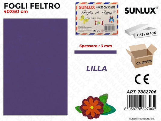 Fogli di Feltro Lilla 40*60CM 3 Mm