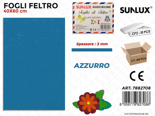 Fogli di Feltro Azzurro 40*60CM 3 Mm