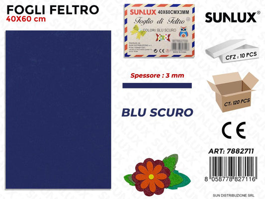 Fogli di Feltro Blu Scuro 40*60CM 3 Mm