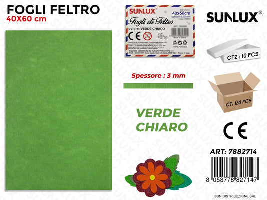 Fogli di Feltro Verde Chiaro 40*60CM 3 Mm