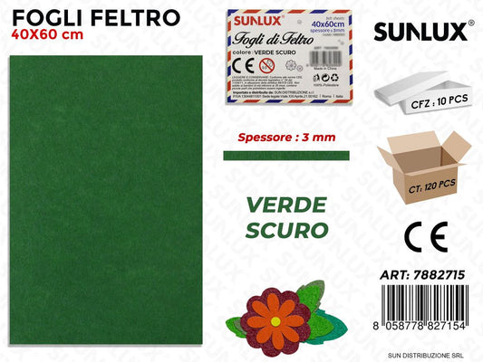 Fogli di Feltro Verde Scuro 40*60CM 3 Mm
