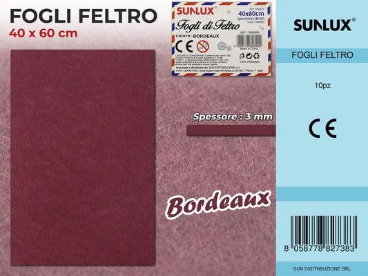 Fogli di Feltro Bordeaux 40*60CM 3MM