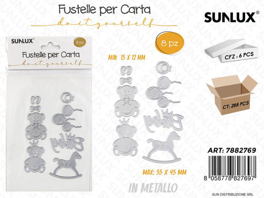 Fustelle per Carta in Metallo 8PCS Mis. Ass.
