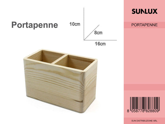 Porta Penna Legno Due 16*8*10CM