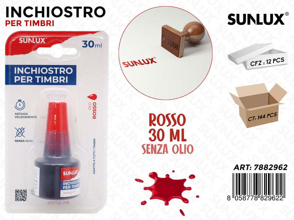 Inchiostro per Timbro Rosso 30ML