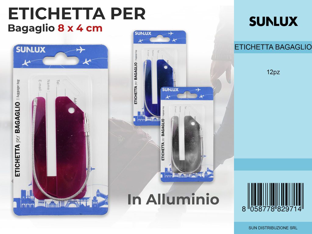 Etichetta X Bagaglio in Alluminio Colori ASS.8*4CM