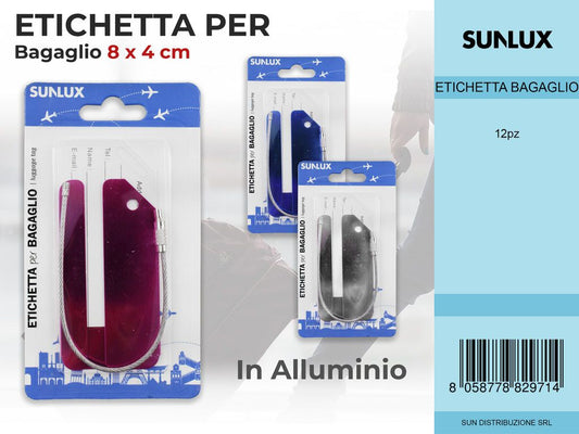 Etichetta X Bagaglio in Alluminio Colori ASS.8*4CM