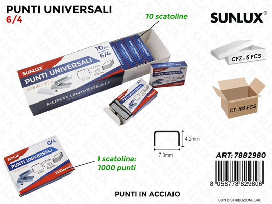 Punti Universali 6/4 1000PC X 10 Scatoline