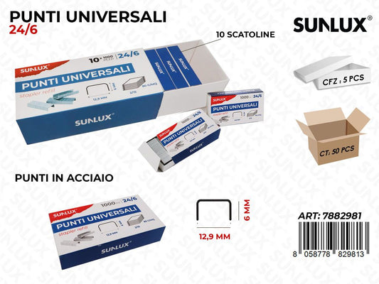 Punti Universali 24/6 1000PC X 10 Scatoline