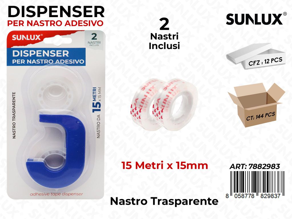 Dispenser per Nastro Adv c/ 2NASTRI 15MM*15MT