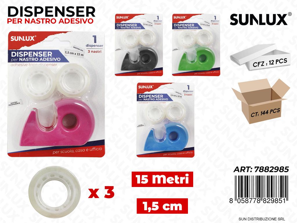 Set Dispenser e 3 Nastro Adv. 1.5CM*15MT da 12