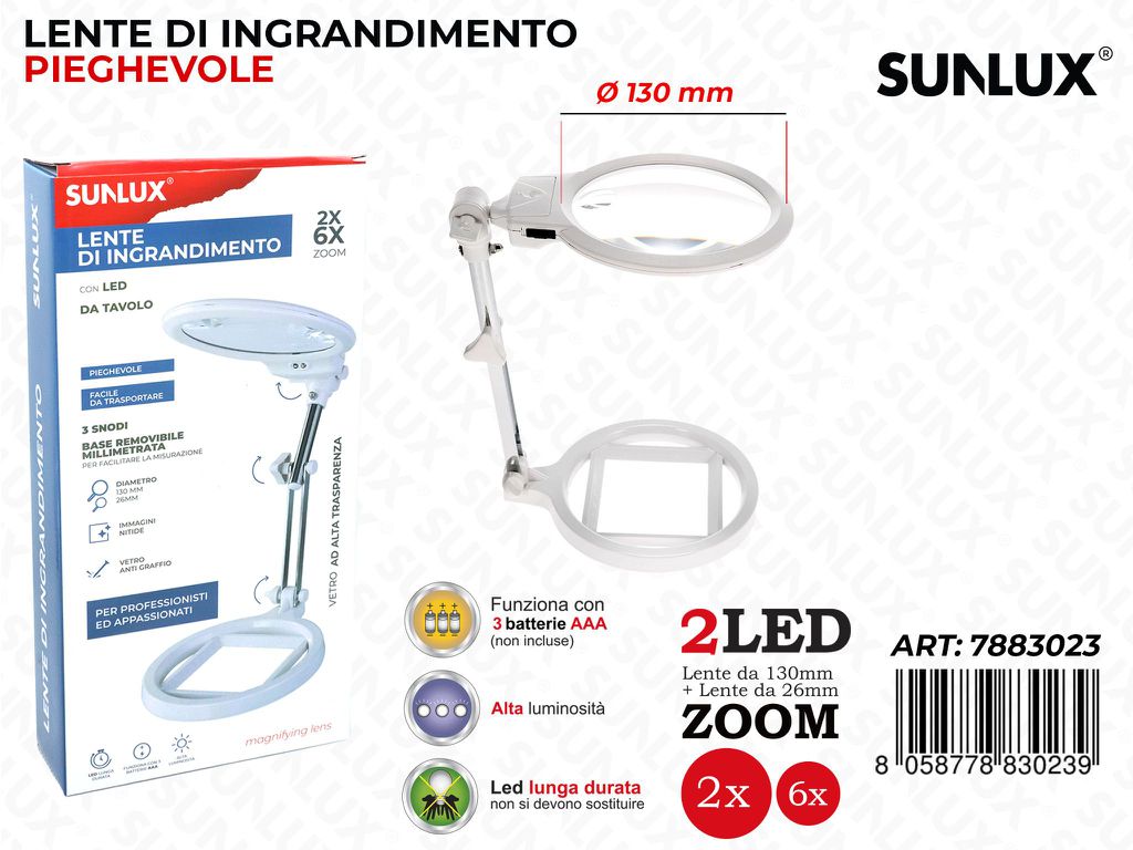 Lente di Ingrandimento MG3B-1A 2ZOMM 2LED / Pz da 4