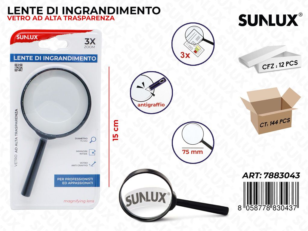 Lente di Ingrandimento 3X 15CM 75MM