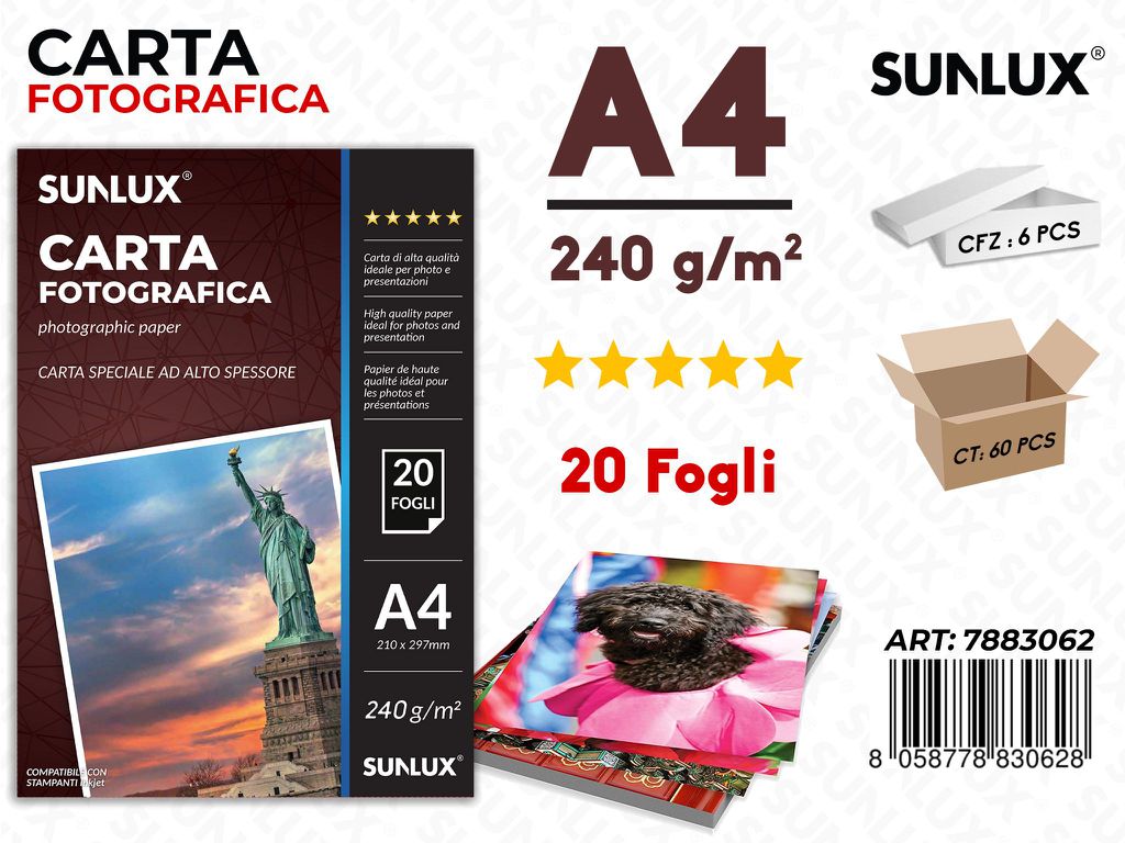 Carta Fotografica F.to A4 240G 20FF