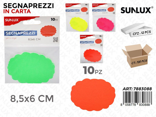 Segnaprezzi Col. Ass. 8.5*6CM 250GR 10PCS/ Pz da 12