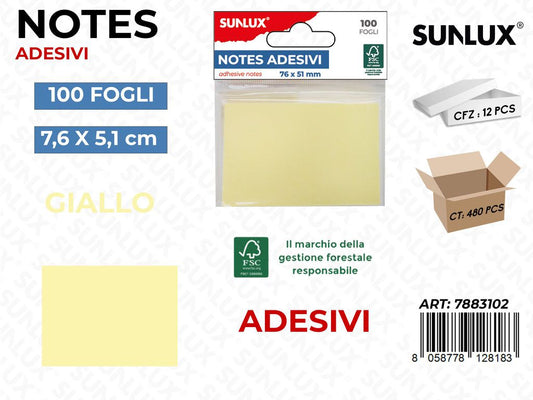 Notes Adesivi Giallo 100FF 7.6*5.1CM