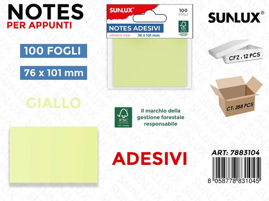 Notes Adesivi Giallo 100FF 76*101MM