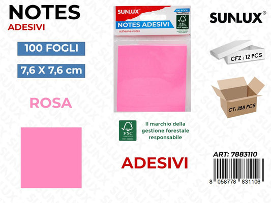 Notes Adesivi Fucsia 100FF 76*76MM