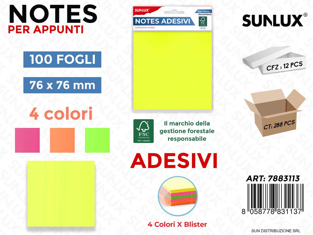 Notes Adesivi 4COL. 100FF 76*76MM