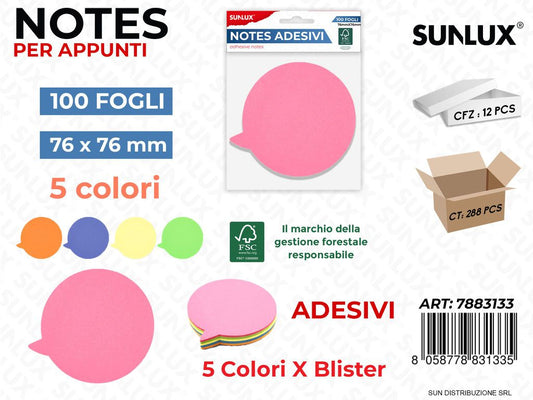Notes Adesivi Fumetto 5COL. X Bl. 100FF 76*76MM