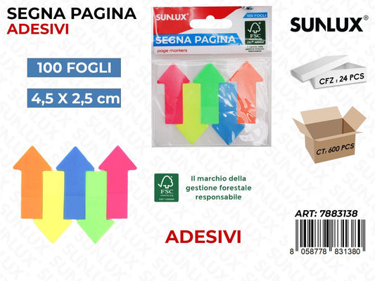 Segnapagina Adv Freccette 4.5*2.5CM 100FF-5COLORI