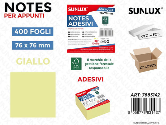Notes Adv Giallo 400FF 76*76MM