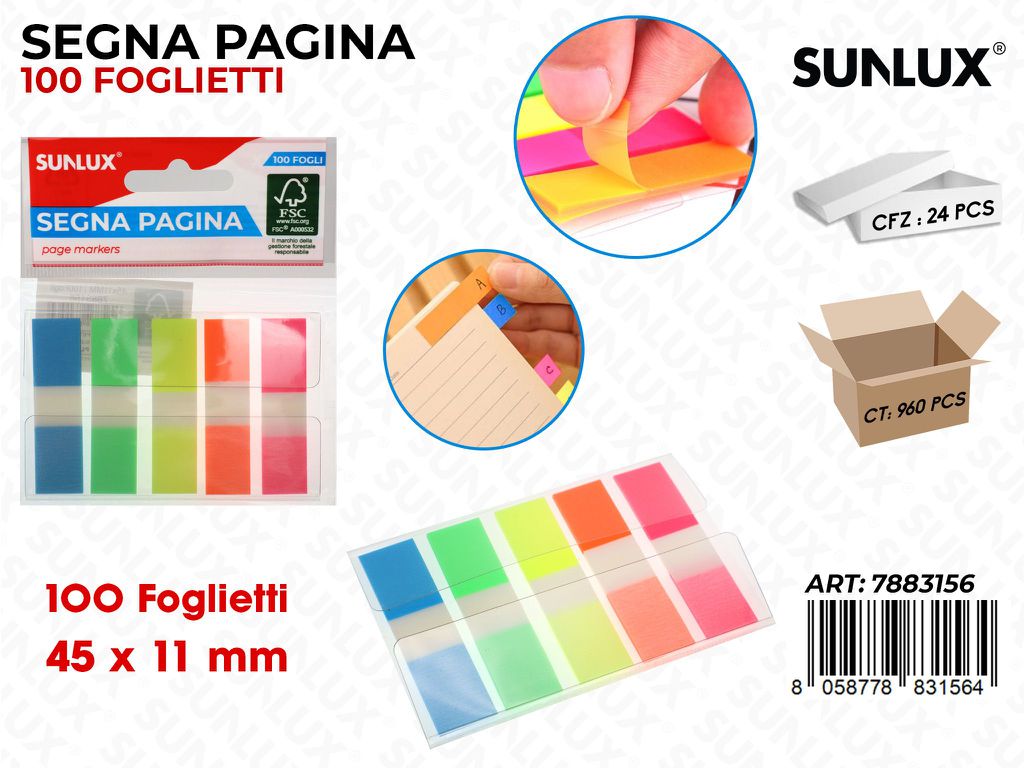 SEGNAPAGINA ADV 100FF COL. ASS 45*11MM /PZ DA 24**