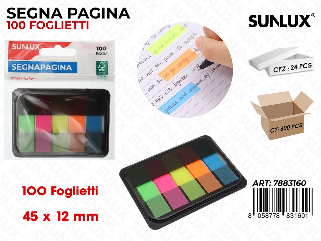Segnapagina Adv 100FF Col. Ass 45*12MM