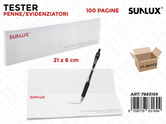Sunlux Blocco Tester Penne 100PAG. 21*6CM