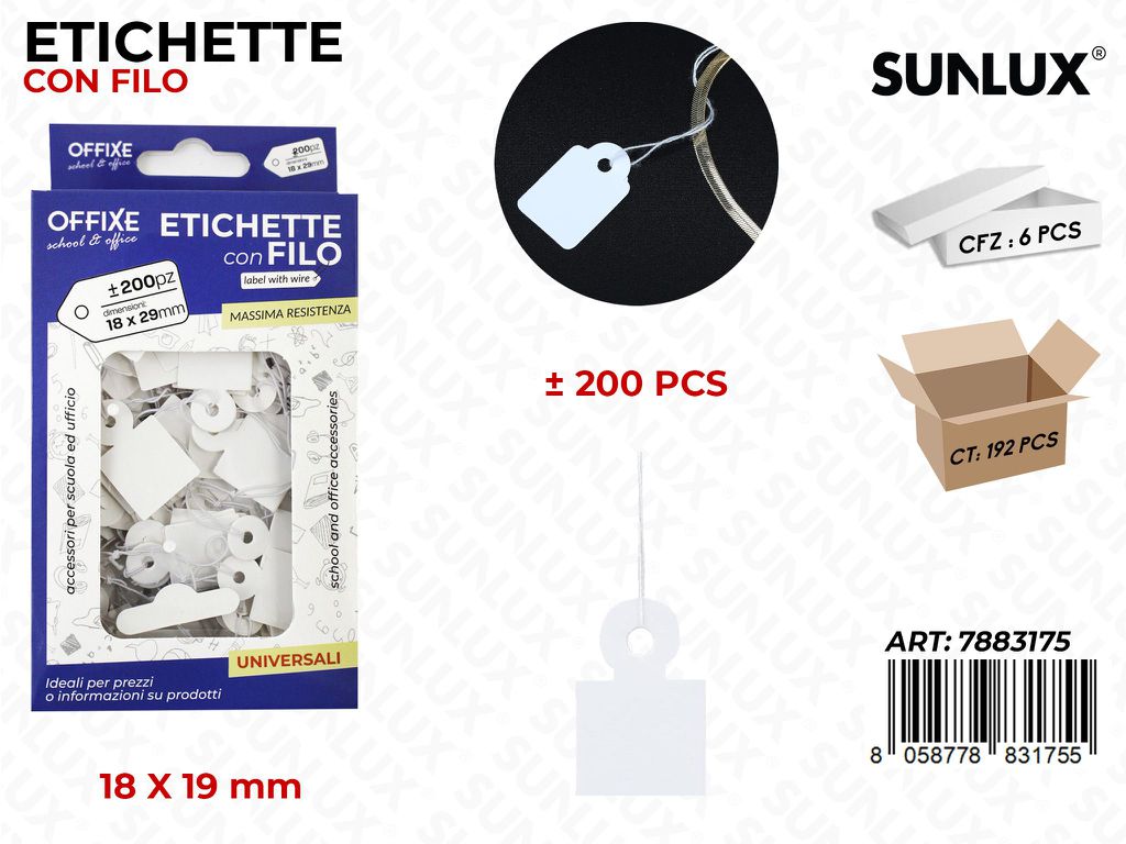 Etichette con Filo 18*29MM 200PCS