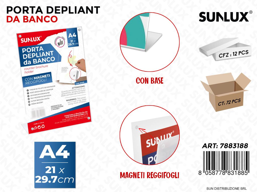 Porta Depliant da Banco Magnete Aa 21*29.7CM