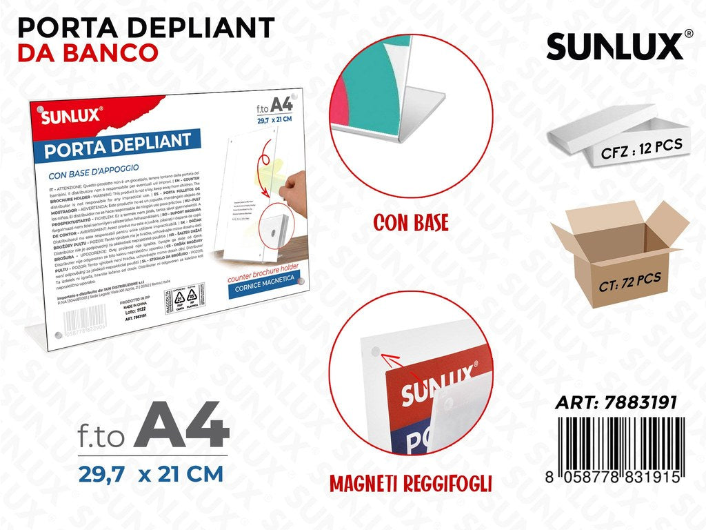 Porta Depliant da Banco Magnete A4 29.7*21CM