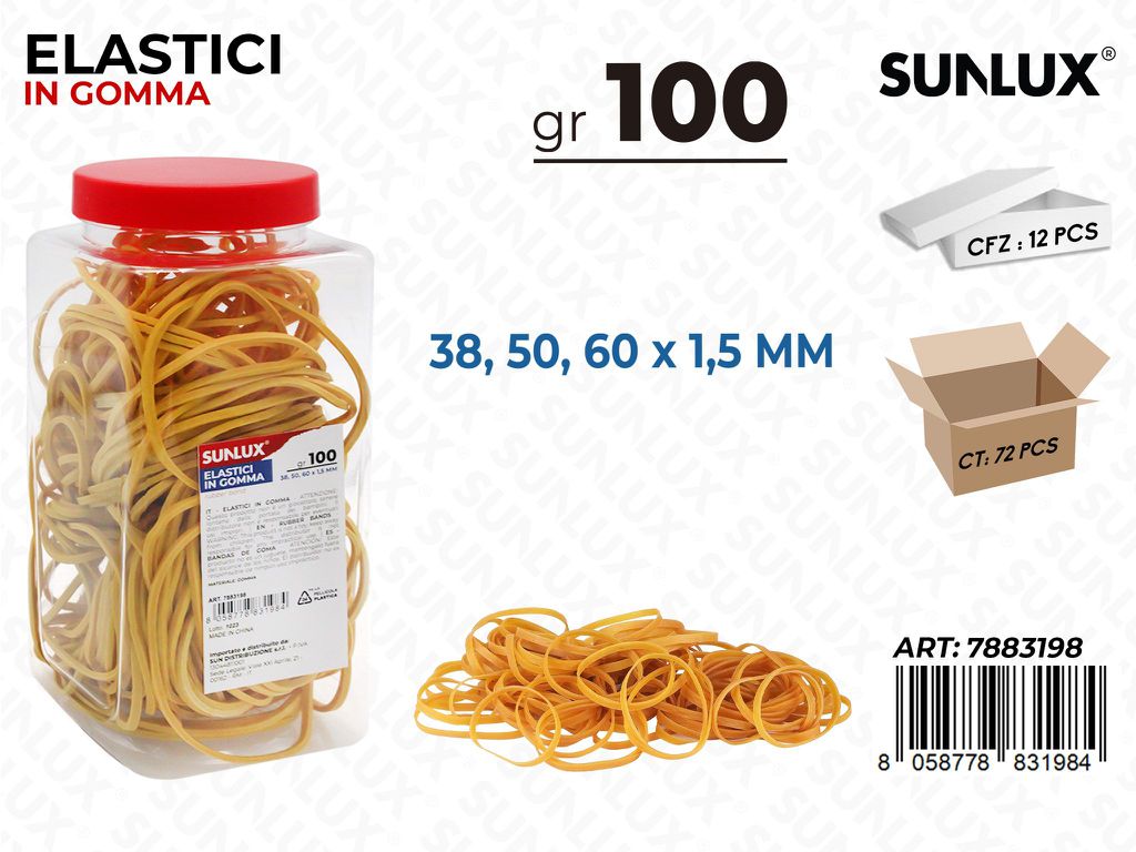 Sunlux Bar. Elastici in Gomma Gia. 100GR