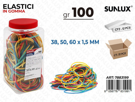 Sunlux Bar. Elastici in Gomma Ass. 100GR