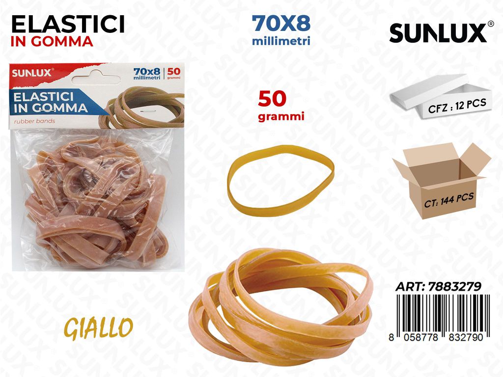 Bl. Elastici in Gomma Giallo 70*8MM-50G
