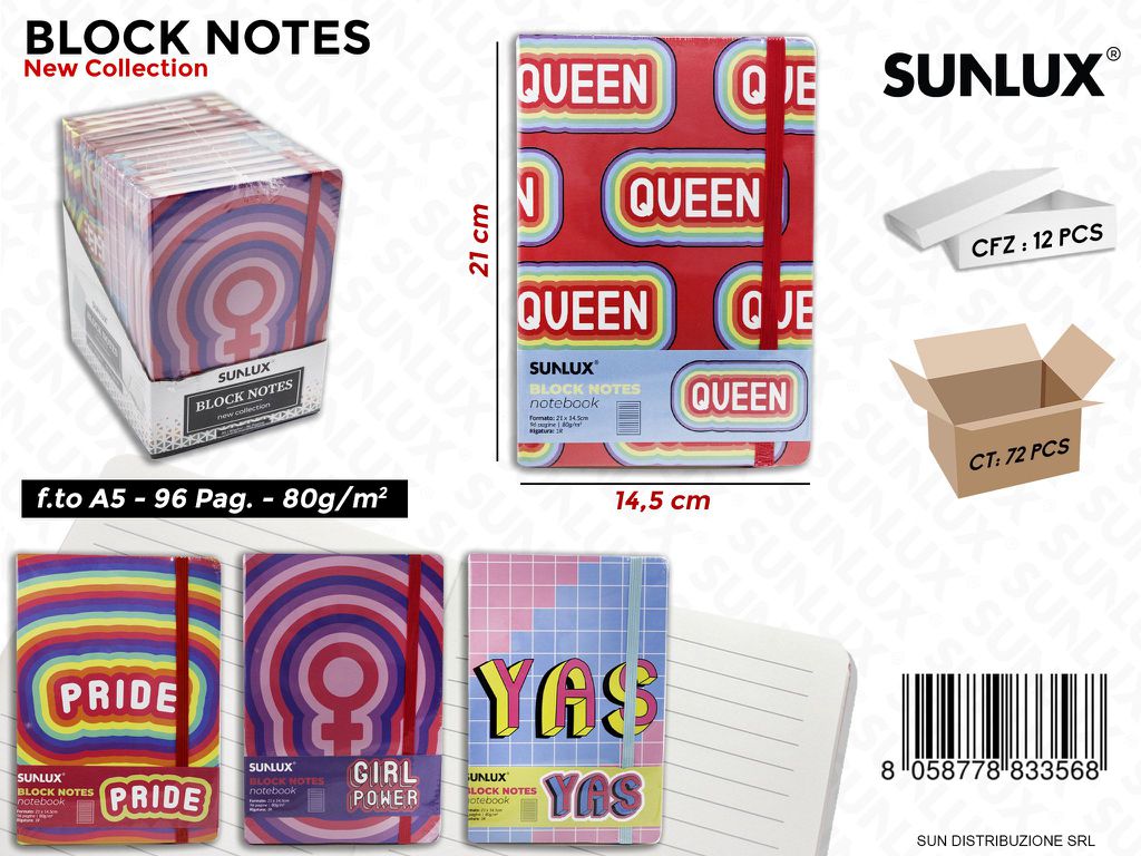 Block Notes c/Elastico Ass. F.to A5 96PAG