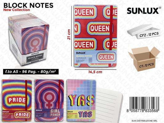 Block Notes c/Elastico Ass. F.to A5 96PAG