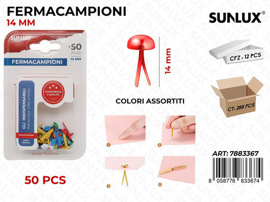 Sunlux Fermacampioni 50PCS Col. Ass. 14MM