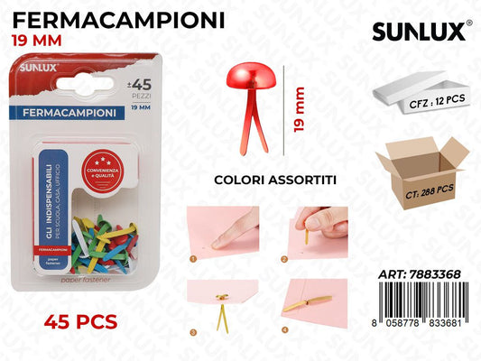 Sunlux Fermacampioni 45PCS Col. Ass. 19MM