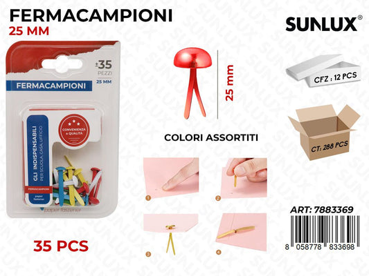 Sunlux Fermacampioni 35PCS Col. Ass. 25MM