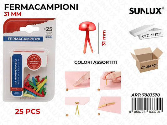 Sunlux Fermacampioni 25PCS Col. Ass. 31MM