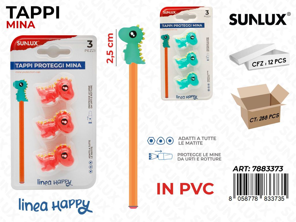 Sunlux L. Happy Tappi Proteggi Mina 3PCS 2.5CM