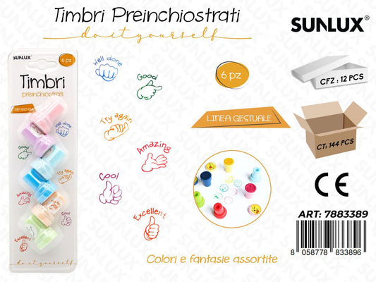 Timbri Preinchiostrati L. Gestuale 6PCS Ass.