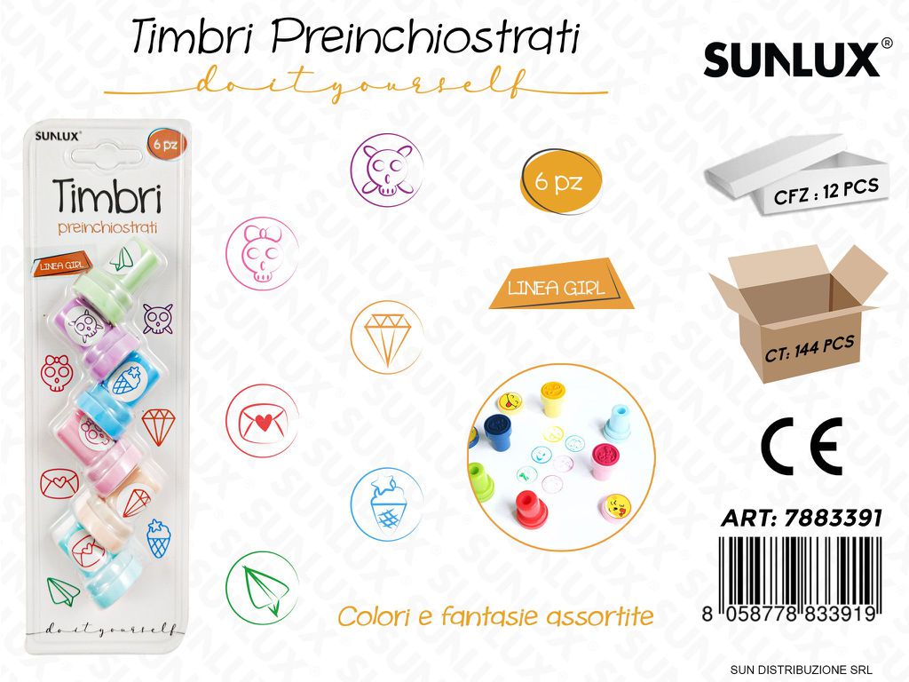 Timbri Preinchiostrati L. Girl 6PCS Ass.