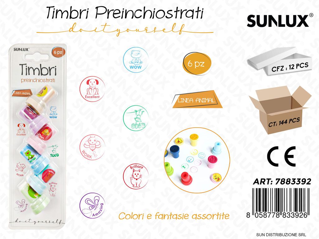 Timbri Preinchiostrati L. Animal 6PCS Ass.