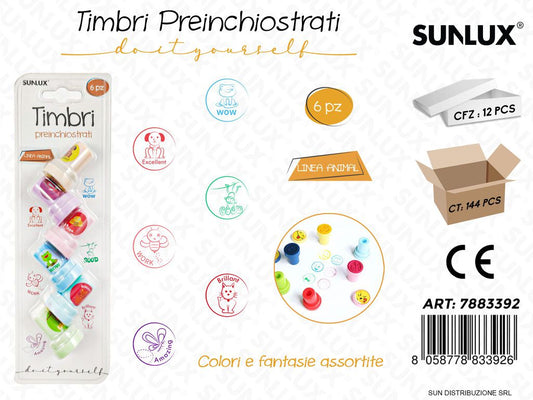Timbri Preinchiostrati L. Animal 6PCS Ass.